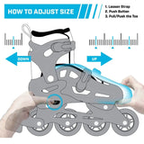Boys and Girls Trendy 2 in 1 Adjustable Roller Skate and Roller Blade Hybrid.