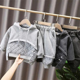 Kids 2Pc Plush Lined Baggy Hoodie Sweatshirt and Thick Jogger Pant Set
