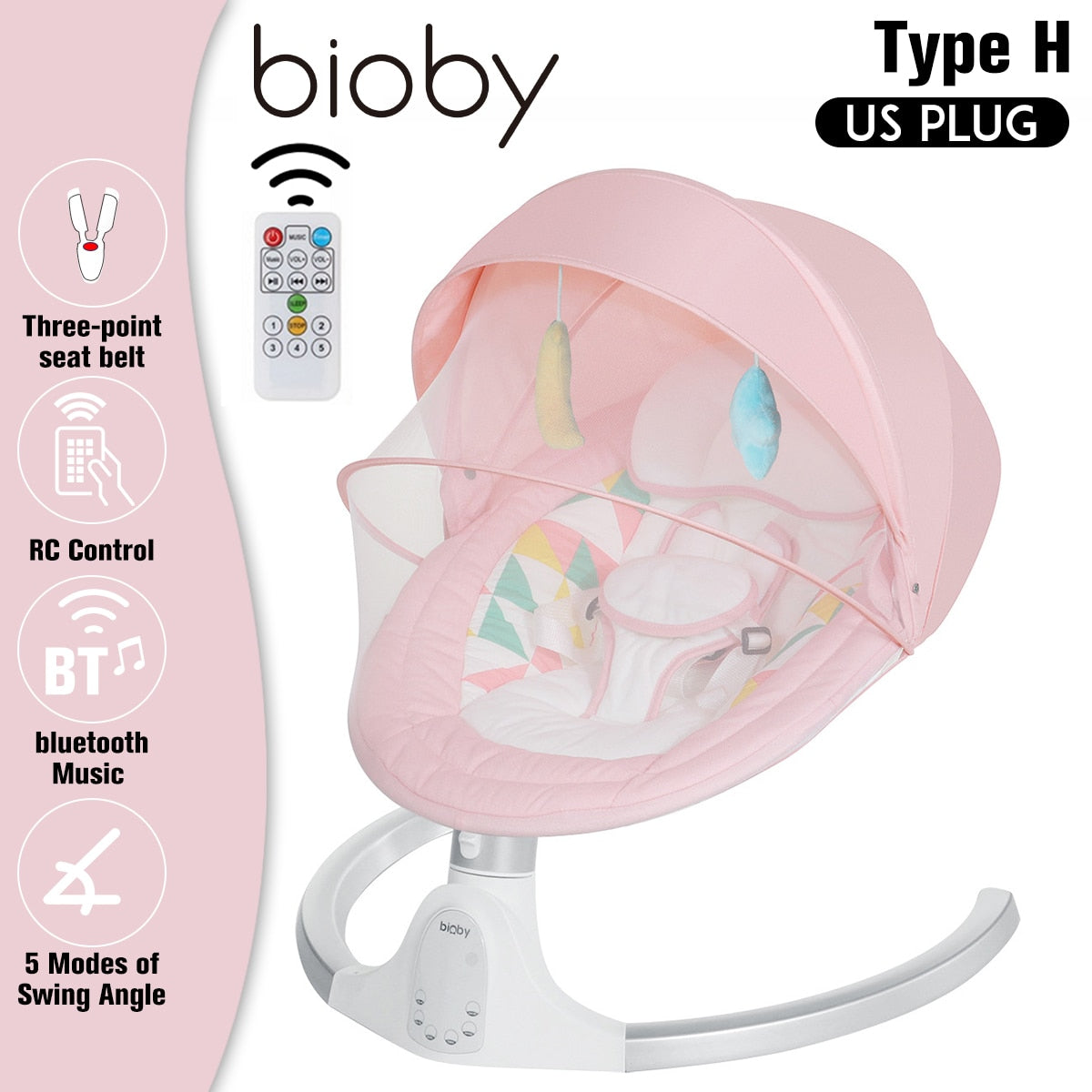 Electric Baby Swings with bluetooth Music Remote Control