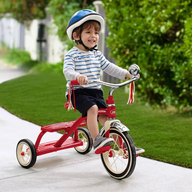 Toddlers' Classic Radio Flyer Tricycle with Chrome Handlebars, Streamers and Ringing Chrome Bell. Choose From Pink or Red.