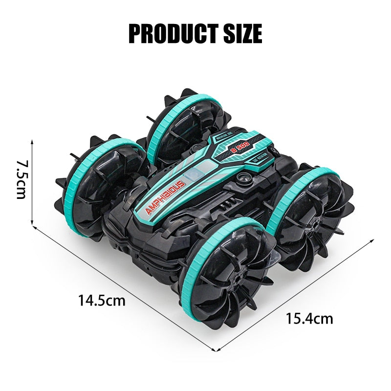 Boys Double-sided Flip Remote Control Amphibious Stunt Car