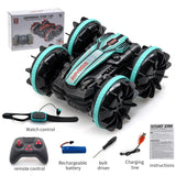 Boys Double-sided Flip Remote Control Amphibious Stunt Car