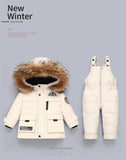 Boys & Girls Stylish 2Pc Warm Winter Snowsuit Sets, with Removable Parka Fur.