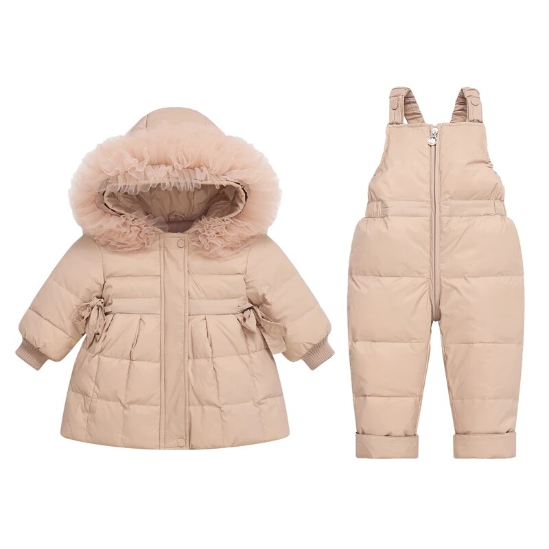 Kids 2Pc Warm Designer Style Snow Suit Sets With Detachable Fur. Ages 12M~4T