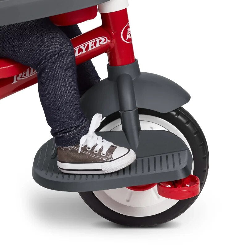 Radio Flyer 4-in-1 Stroll 'N Trike Convertible Tricycle with Activity Tray & Storage Bin. Gray/Pink or Red/Gray