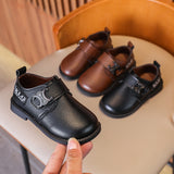 Baby Boys British Style Casual Leather Shoes, In Classic Black or Brown