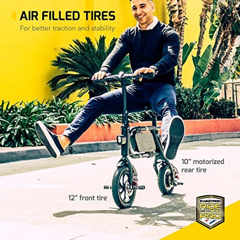 The Swagcycle Pro, Pedal-Free App-Enabled Folding Electric Bike with USB Port to Charge on The Go