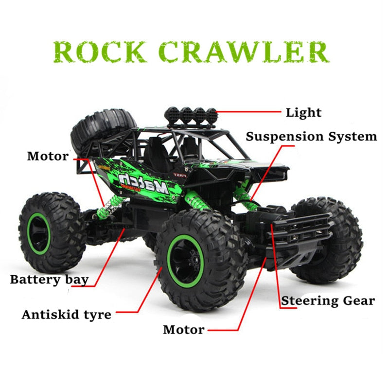 Boys Off-Road 4WD RC Truck With Led Lights 2.4G Radio Remote Control