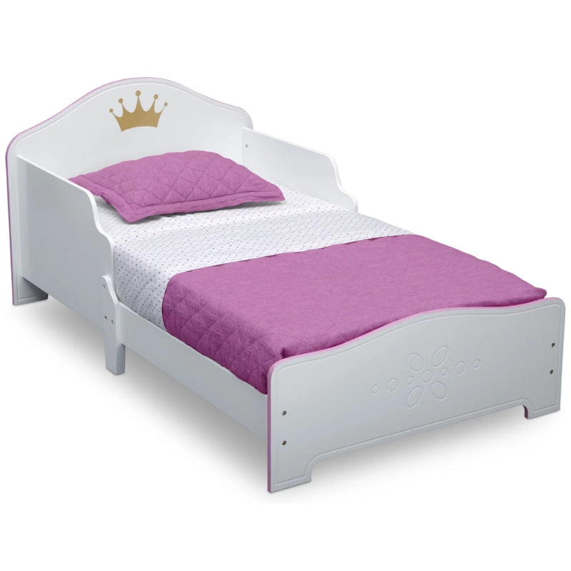Princess Crown White/Pink Wood Toddler Bed