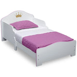 Princess Crown White/Pink Wood Toddler Bed
