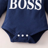 Babies "Little Boss" 2Pc Long Sleeve Hooded Onesie and Pant Set