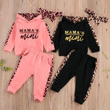 Baby Girls Chic 3Pc Leopard Print Hooded Sweatshirt, Headband and Pants Set.