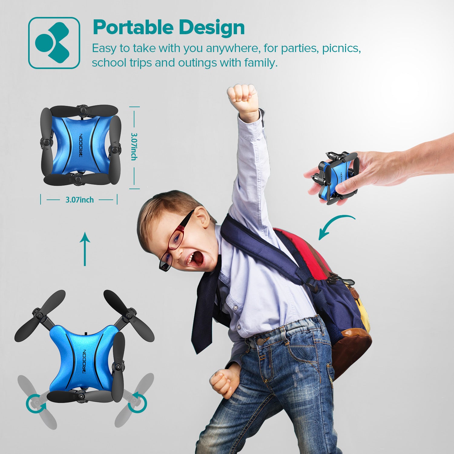 DROCON DC-65 Foldable Mini RC Drone for Kids (Blue)