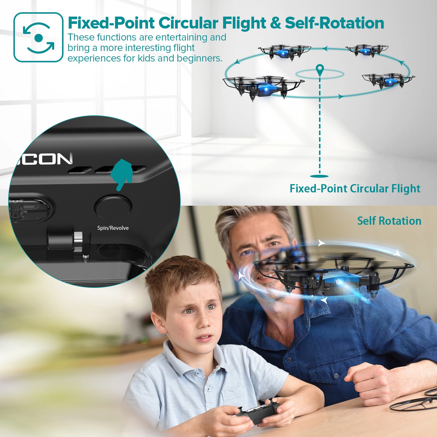 DROCON DC-65 Foldable Mini RC Drone for Kids (Blue)