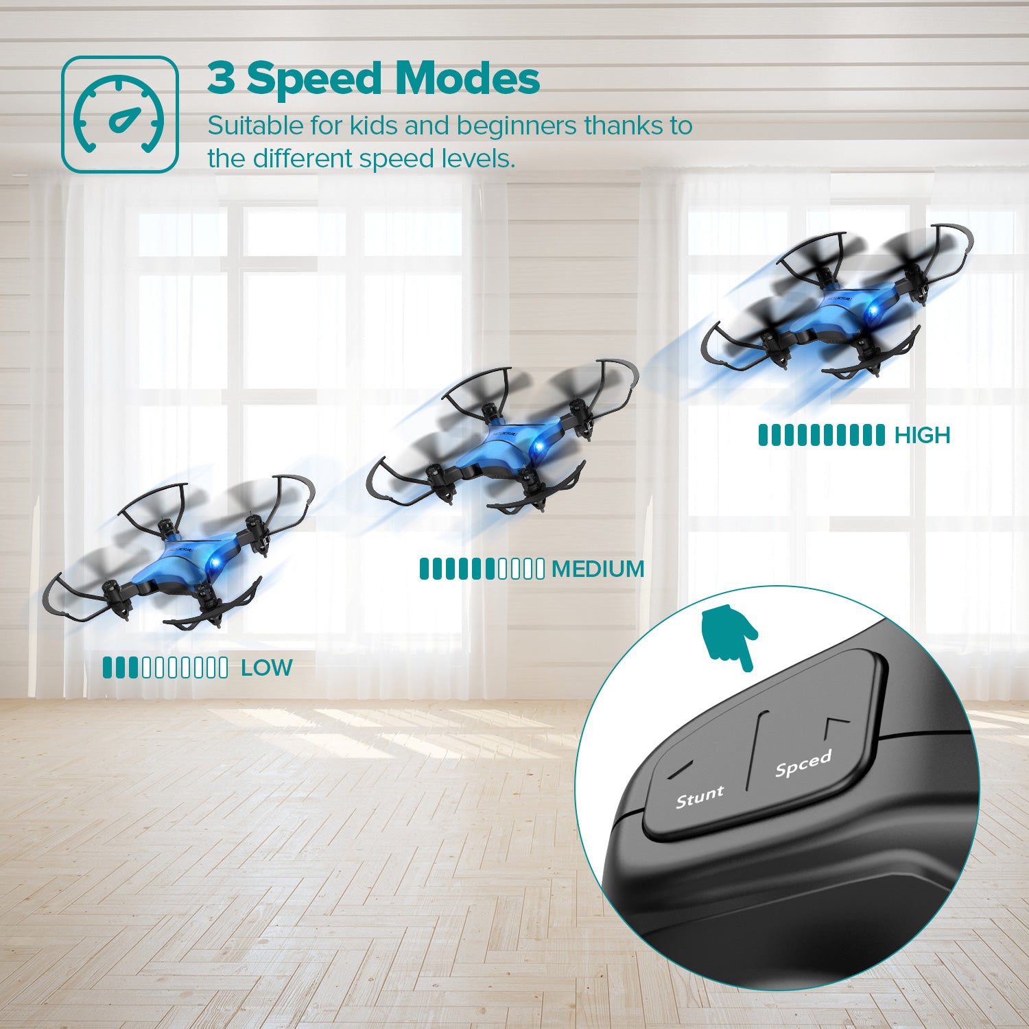 DROCON DC-65 Foldable Mini RC Drone for Kids (Blue)