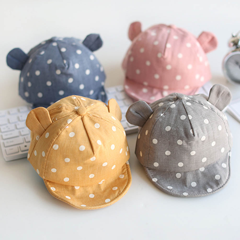 Cute Polka Dot Baby Cap With Ears For Both Girls & Boys