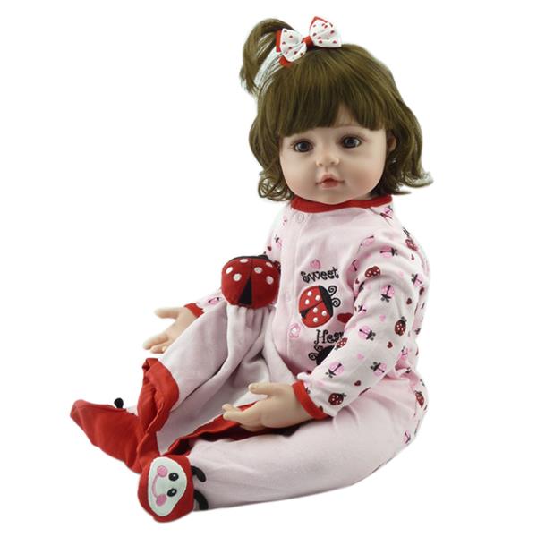 24" Beautiful Reborn Baby Girl Doll In Cute Ladybug Pajamas