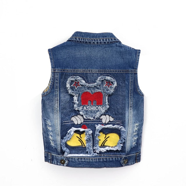 Mickey Mouse Denim Jacket and Sleeveless Vests