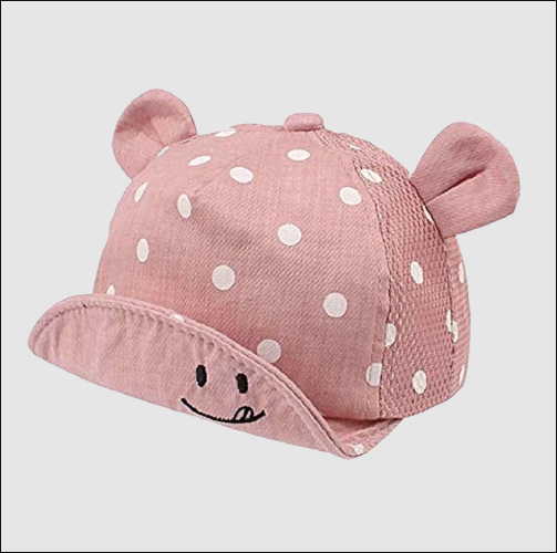 Cute Polka Dot Baby Cap With Ears For Both Girls & Boys