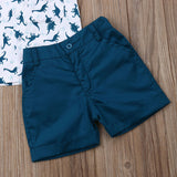 2Pc Toddler Boy Dinosaur Print, Button down Short Sleeve shirt & Shorts Set