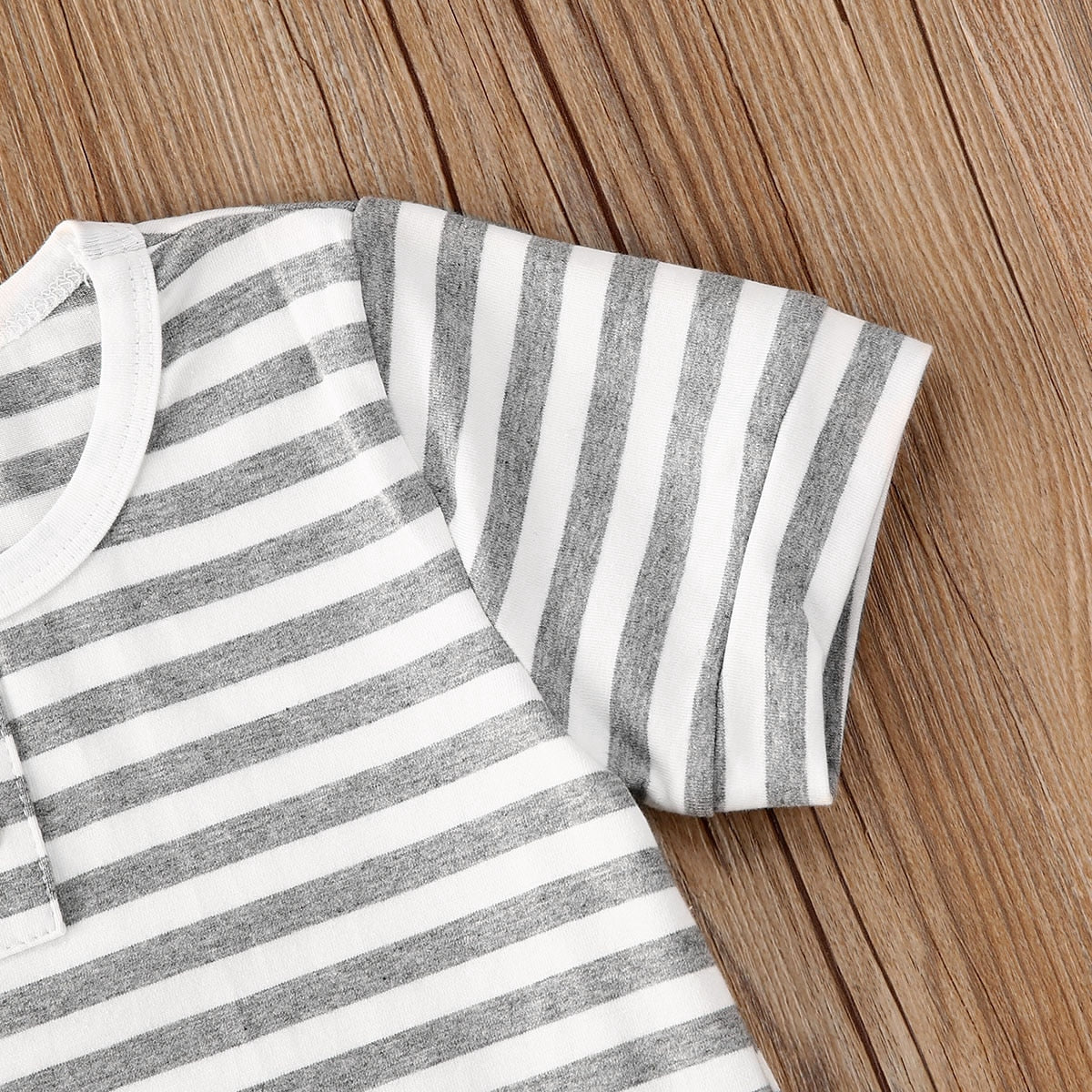 2Pcs Toddler Baby Boy Striped Short Sleeve T-Shirt & Shorts Set