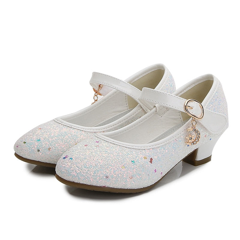 Girls High Heels Leather Princess Shoes