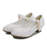 Girls High Heels Leather Princess Shoes