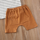 2Pcs Toddler Baby Boy Striped Short Sleeve T-Shirt & Shorts Set