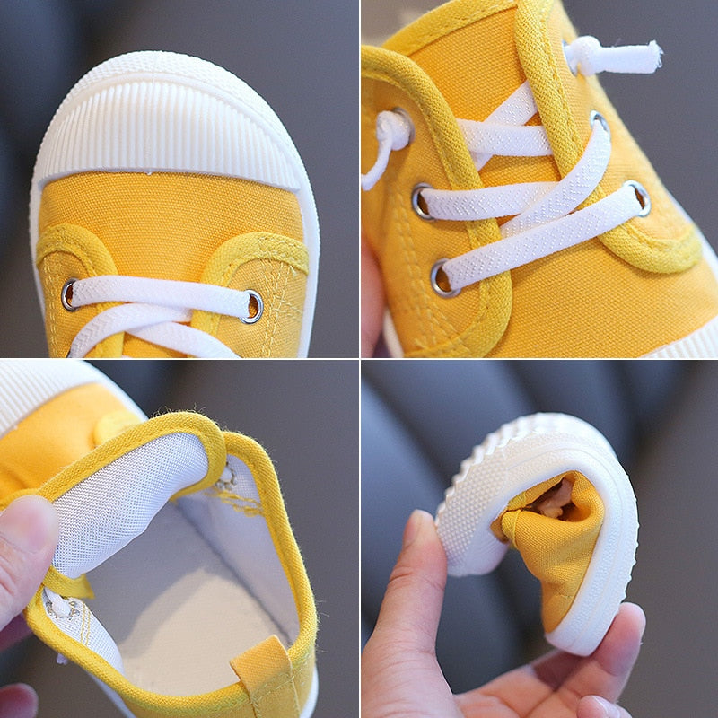 Toddler's Trendy Canvas Lace-up Sneakers For Boys & Girls