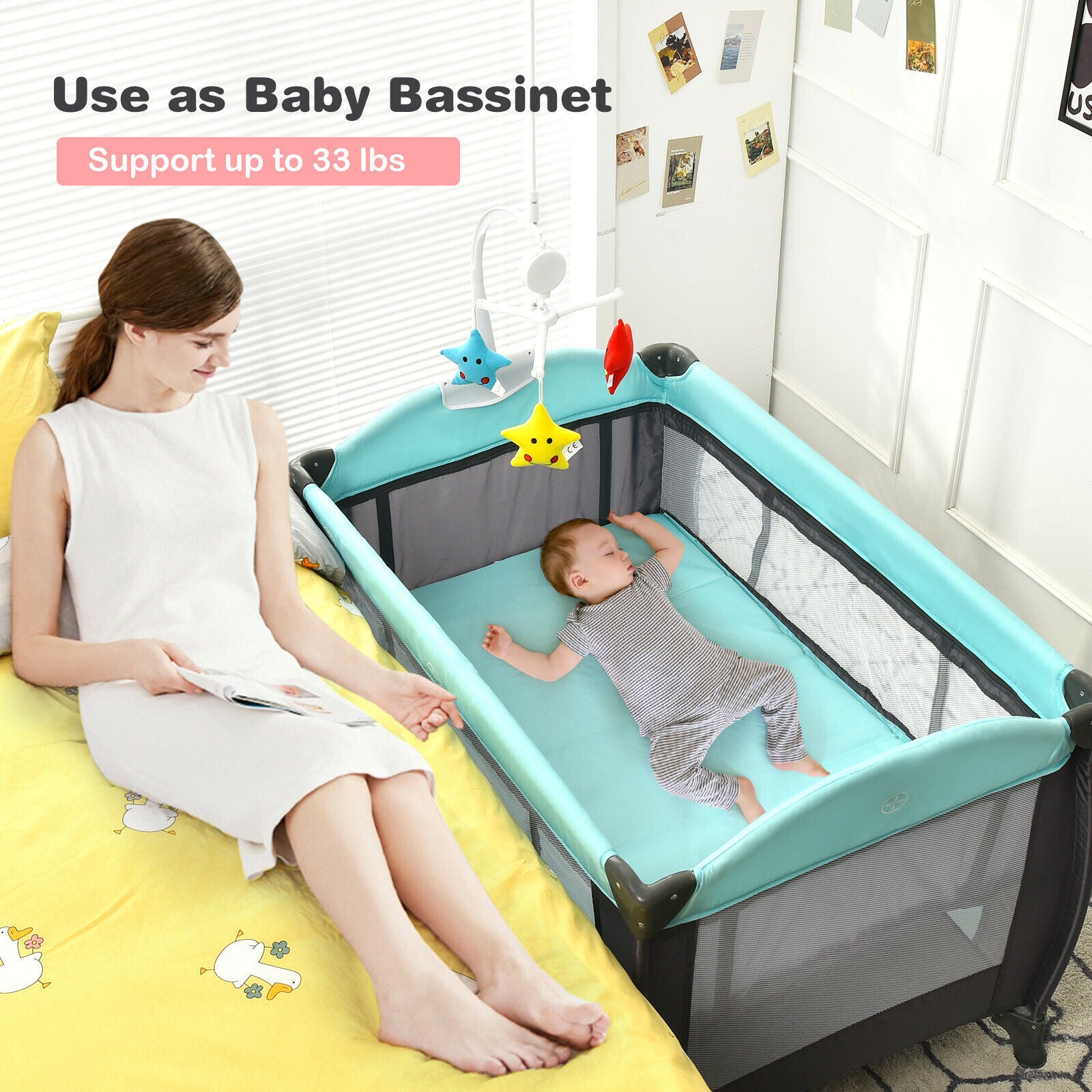 Baby Joy 3 in 1 Portable Baby playpen & Infant Nursery Center w/ Music Box