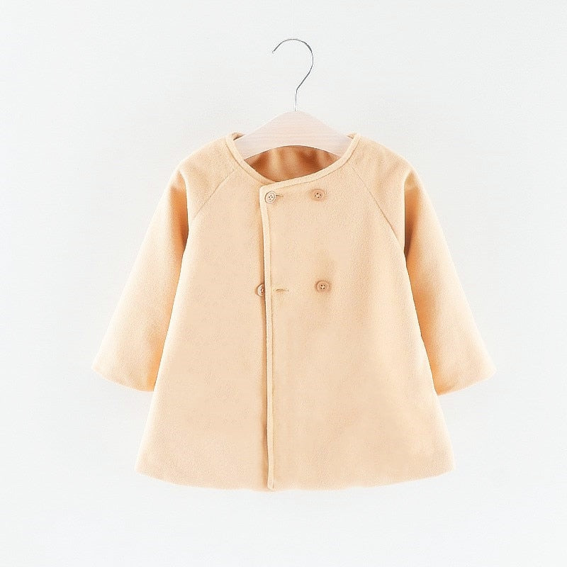 Double Breasted Girls Woolen Coats Autumn Winter Trench Jacket Coat 2-6Yrs Children Clothes For Kids Outerwear Birthday Present