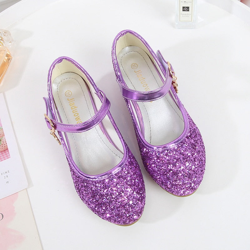Girls High Heels Leather Princess Shoes