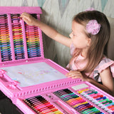 42-208PCS Children Art Education Painting & Coloring Set. Colored Pencils, Crayons, Watercolors Pens With Drawing Board