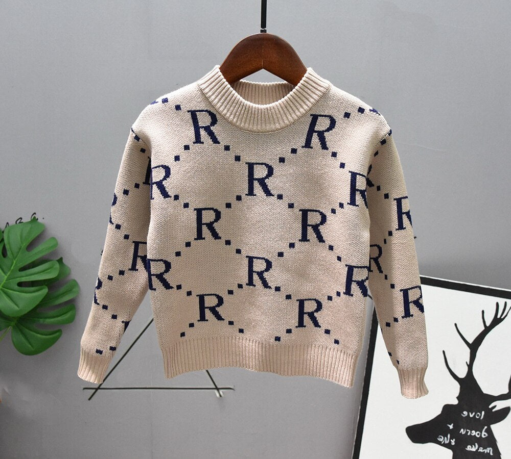 Boys 3pcs Fashion Set. Long Sleeve Knit Sweater, Shirt & Jeans. Ages 2-6Y