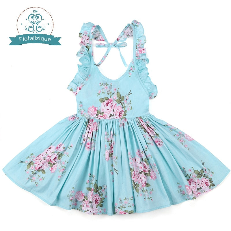 Girls Retro Style, Floral Summer Dresses