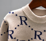 Boys 3pcs Fashion Set. Long Sleeve Knit Sweater, Shirt & Jeans. Ages 2-6Y