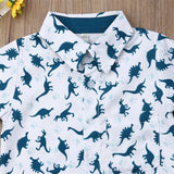2Pc Toddler Boy Dinosaur Print, Button down Short Sleeve shirt & Shorts Set