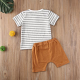 2Pcs Toddler Baby Boy Striped Short Sleeve T-Shirt & Shorts Set
