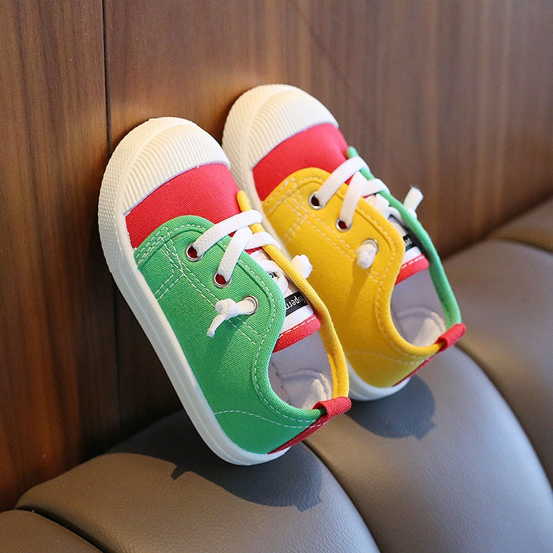 Toddler's Trendy Canvas Lace-up Sneakers For Boys & Girls