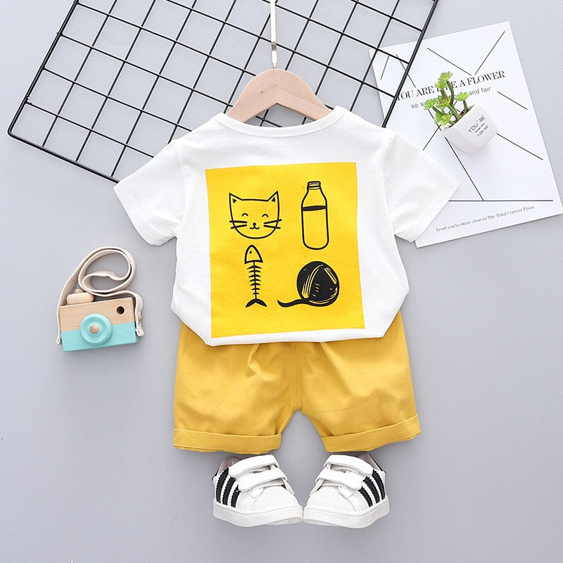 Baby Boys T-shirt & Cargo Shorts 2Pc Set. Ages 9M-5T