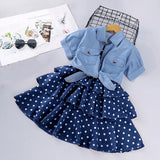 Girls Fashion Shirt & Spaghetti Strap Polka Dot Dress 2Pc Combo. (Dress Also Available As 1Pc))