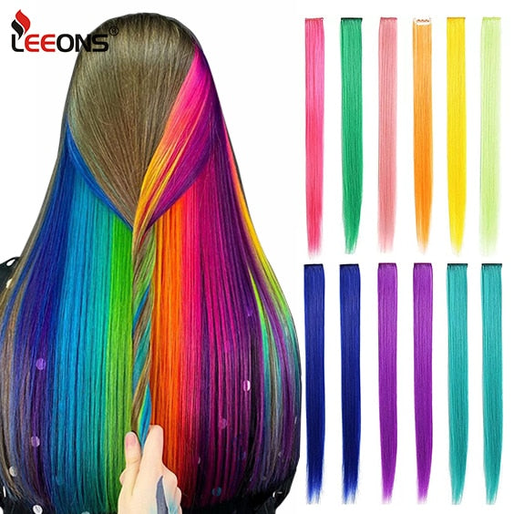 5PC Synthetic Clip-In Color Hair Extensions.