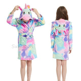 Girls Fleece Unicorn Hooded Bathrobes