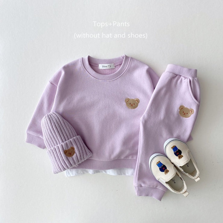 Fashion Toddler 2Pc Bear Sweatshirt & Pants Set