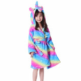 Girls Fleece Unicorn Hooded Bathrobes