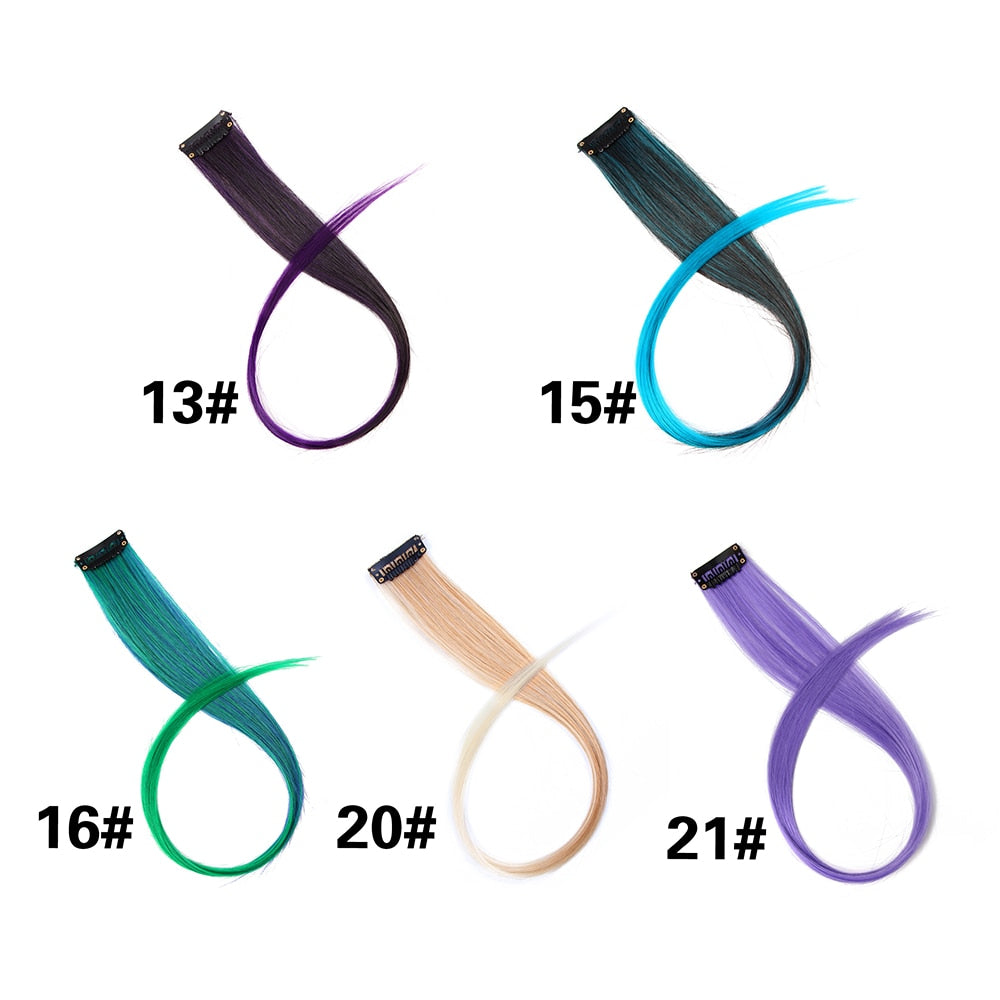 5PC Synthetic Clip-In Color Hair Extensions.