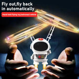 Flying Robot Astronaut. High-Tech Interactive Hand-Controlled Drone With Dual Wings with Lights