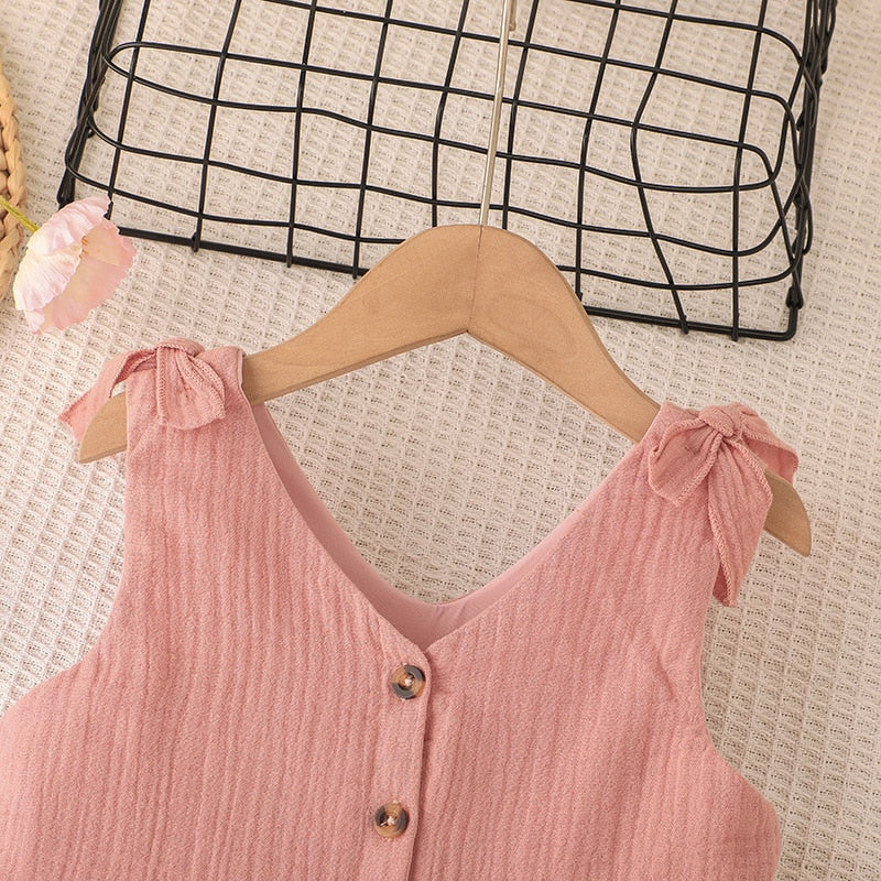 Girls Summer Sleeveless Lace Sash & Ruffles Dress. Ages 4T-7