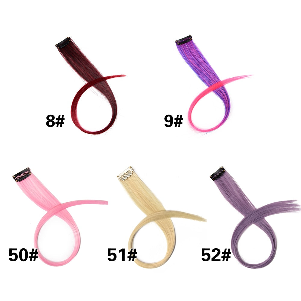 5PC Synthetic Clip-In Color Hair Extensions.
