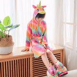 Girls Fleece Unicorn Hooded Bathrobes